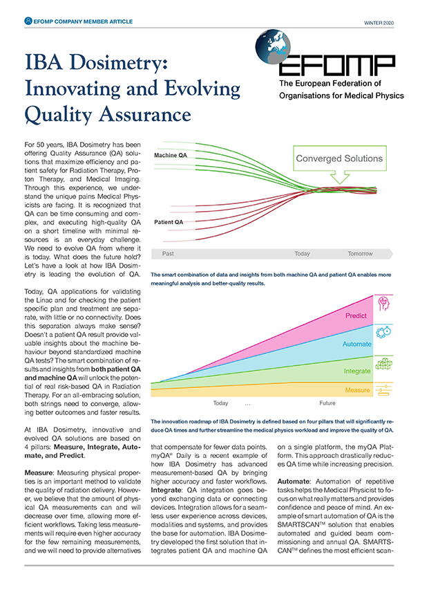 IBA Dosimetry Article About QA Innovations / Radiation Therapy